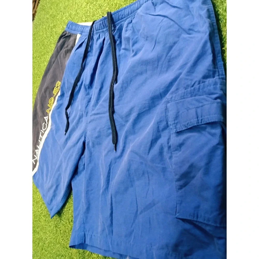 Nautica Ns-83 Swim Shorts Mens 2XLT Blue‎ Graphic Cotton Mesh Lined Swimwear